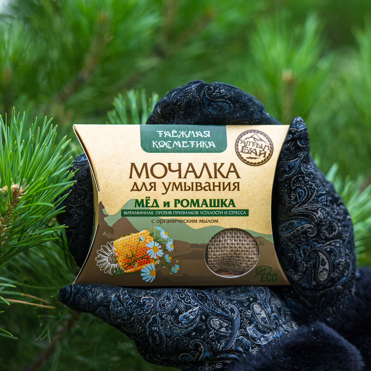 Мочалка для умывания "Мёд и ромашка".