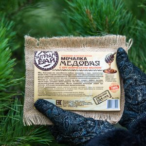 Мочалка "Медовая" с органическим мылом.
