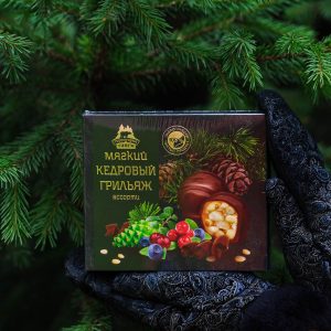 Мягкий кедровый грильяж ассорти: клюква, брусника, черника, шишка 75 гр