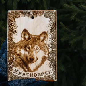 Доска разделочная сувенирная. Волк в раме