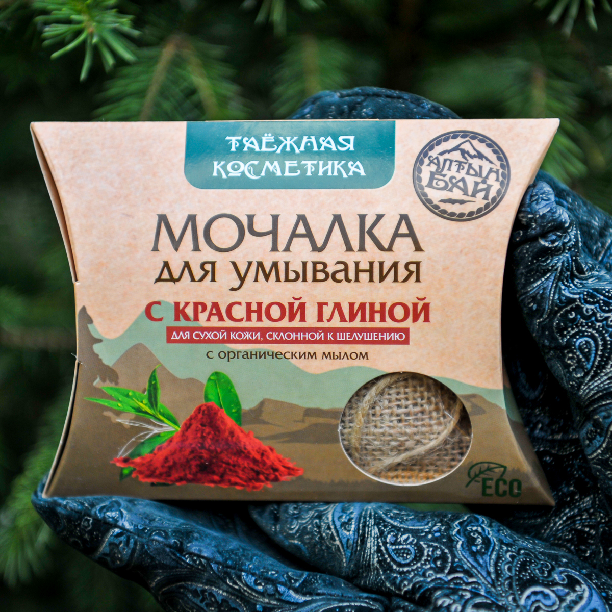 Мочалка для умывания С красной глиной Алтын 60 гр
