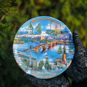Тарелка Красноярск колесо обозрения 19 см панорама, керамика