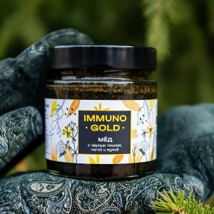Мёд Immuno Gold с чёрным тмином, чагой и мумиё, 200 г