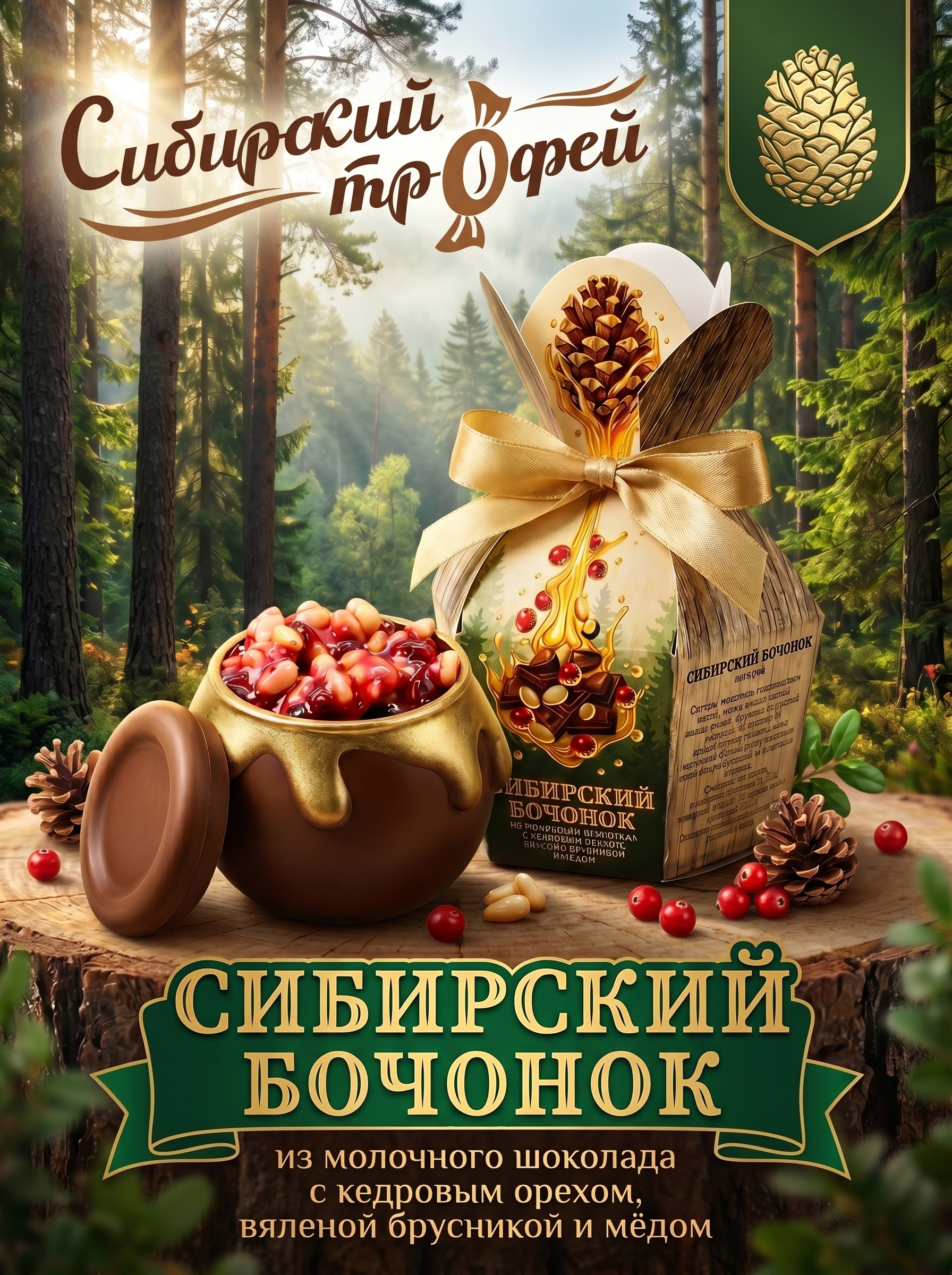 Сибирский бочонок с орехом, брусникой и мёдом